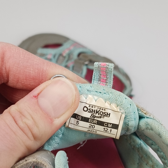 Oshkosh Jax 3 Girls Blue & Pink Hook And Loop Water/Hiking Sandals Toddler Sz 5 - Picture 10 of 10